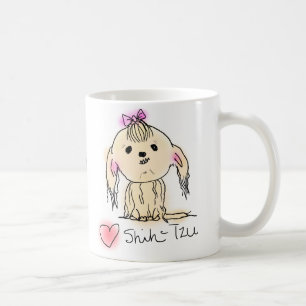 Cute Female Shih Tzu Doodle Drawing Coffee Mug