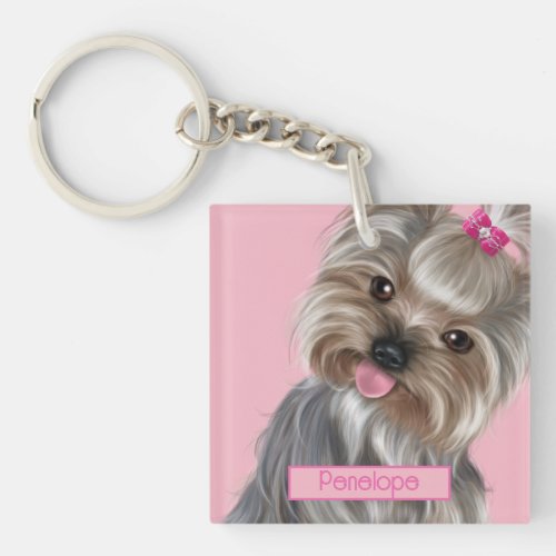 Cute Female Yorkie  Keychain