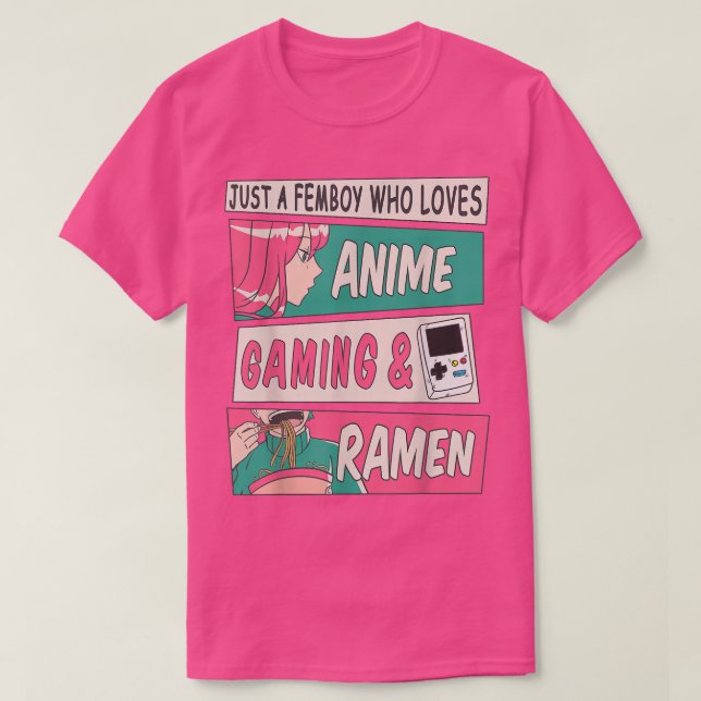 Cute Femboy Anime Gaming & Ramen Design  Sissy Man T-Shirt (Design Front)