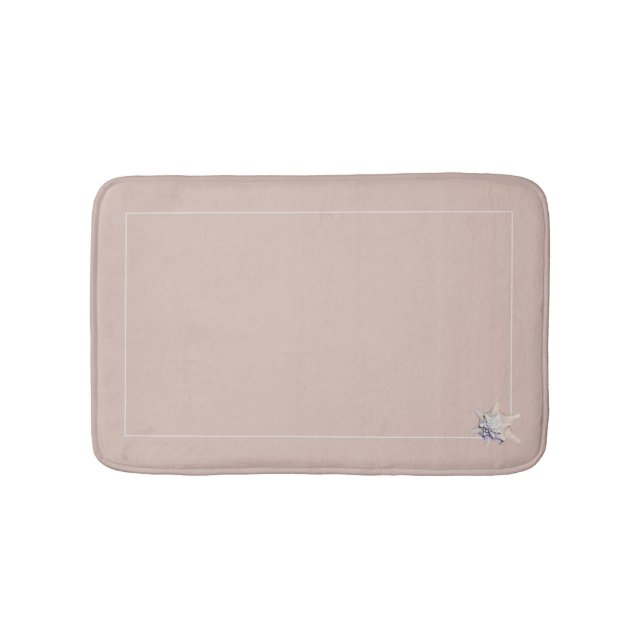 Cute feminine girly neutral conch shell blush pink bath mat (Front)