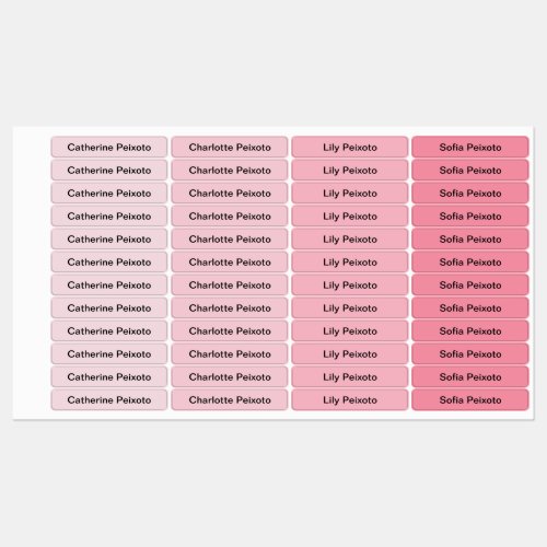 Cute Feminine Girly Shades of Pink Kids Labels