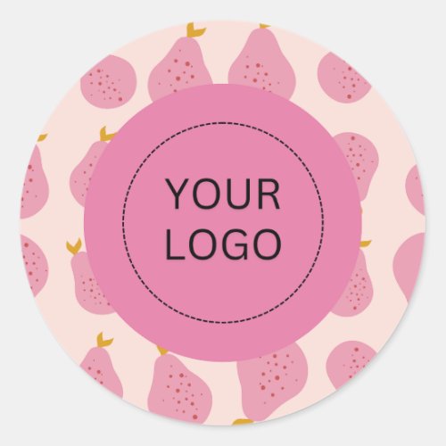 Cute Feminine Pear Custom Logo Packaging Classic Round Sticker