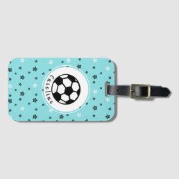 Cute Feminine Soccer Ball Design Personalized Blue Luggage Tag
