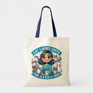 Cute Feminist Profession Childless Cat Lady Harris Tote Bag