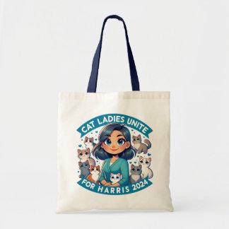 Cute Feminist Profession Childless Cat Lady Harris Tote Bag