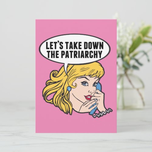 Cute Feminist Retro Pop Art Anti Patriarchy Quote Card