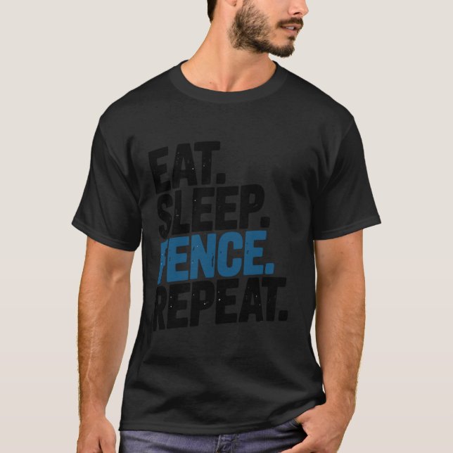 Cute Fencer Fencing Sport Repeat T-Shirt (Front)