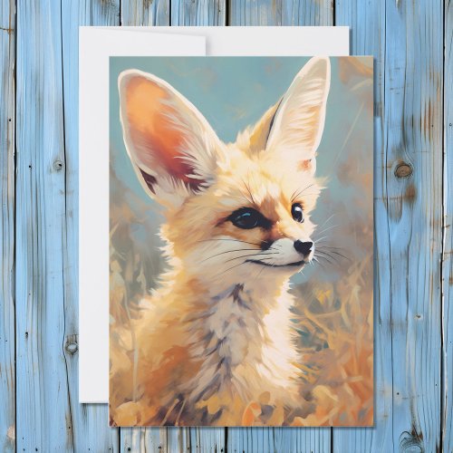 Cute Fennec Fox Adorable Portrait Holiday Card