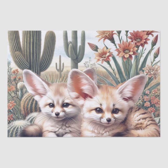 Cute Fennec Fox Animal Tissue Paper (Front)