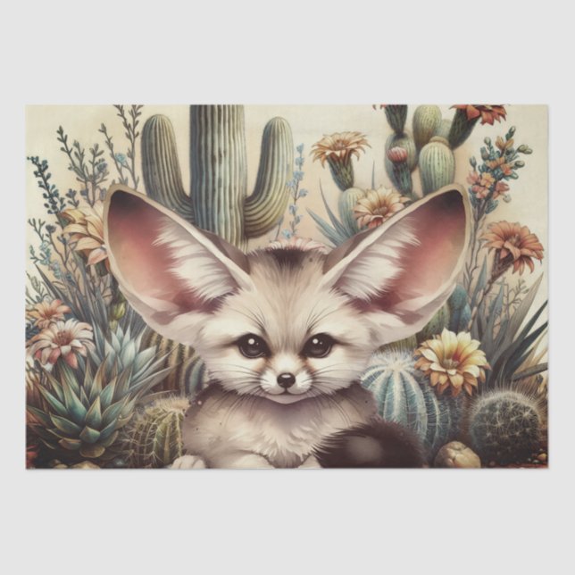 Cute Fennec Fox Animal Tissue Paper (Front)