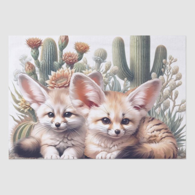 Cute Fennec Fox Animal Tissue Paper (Front)
