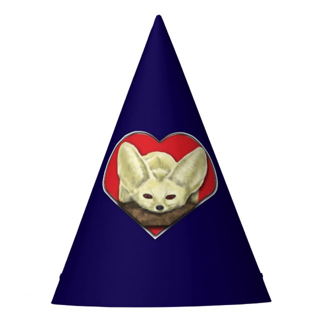 Cute Fennec Fox Within A Heart Party Hat (Front)