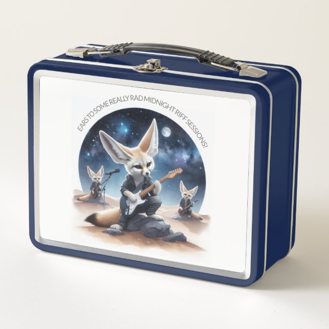 Cute Fennec Foxes Rocking Acoustic Guitars Metal Lunch Box (Front)