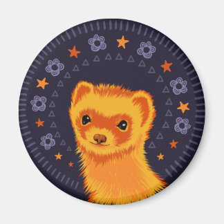 Cute Ferret Art - Colorful Smiling Mustelid Design Magnet