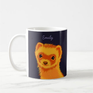 Cute ferret art ferret mom name coffee mug
