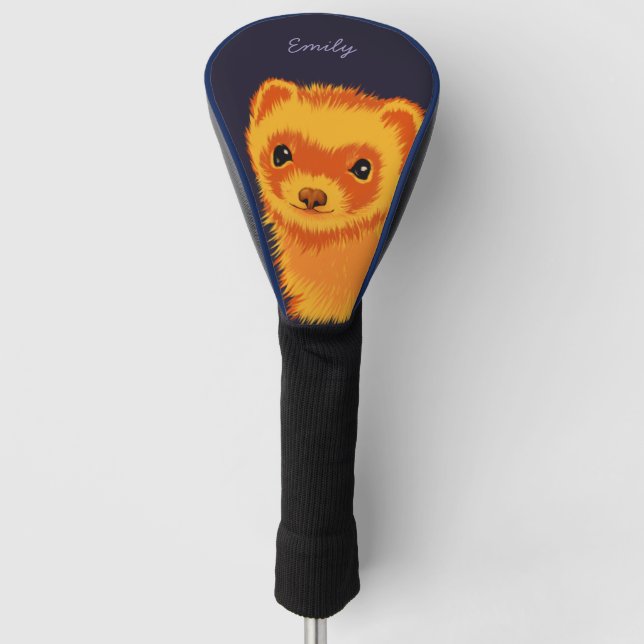 Cute ferret art ferret mom name golf head cover (Front)