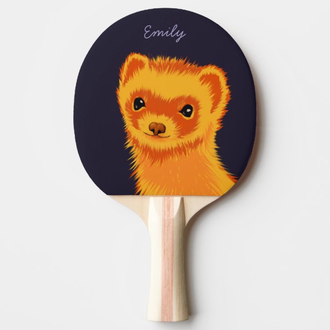 Cute ferret art ferret mom name ping pong paddle (Front)