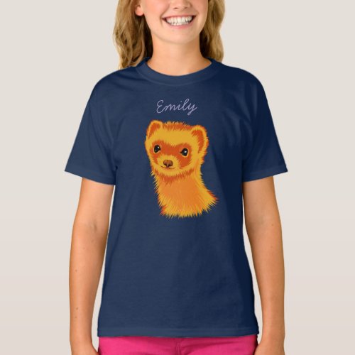 Cute ferret art girl name T-Shirt
