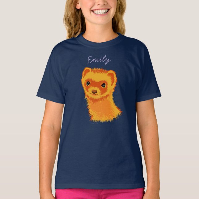 Cute ferret art girl name T-Shirt (Front)