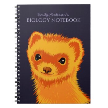Cute Ferret Art Name Biology Notebook by borianag at Zazzle
