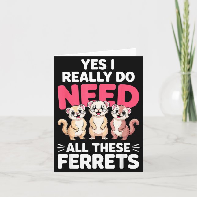 Cute Ferret Design For Men Women Kids Animal Ferre Card (Front)