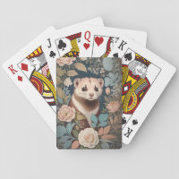 Cute Ferret Elegant Pastel Floral Garden  Playing Cards