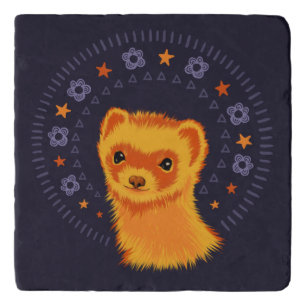 Cute ferret head adorable animal trivet