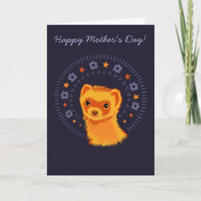 Cute ferret mom Mother's Day card (Front)