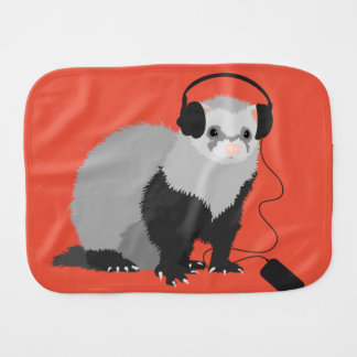 Cute ferret music lover burp cloth