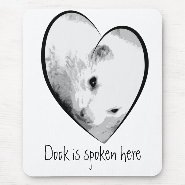 Cute Ferret Picture in a Heart Mouse Pad (Front)