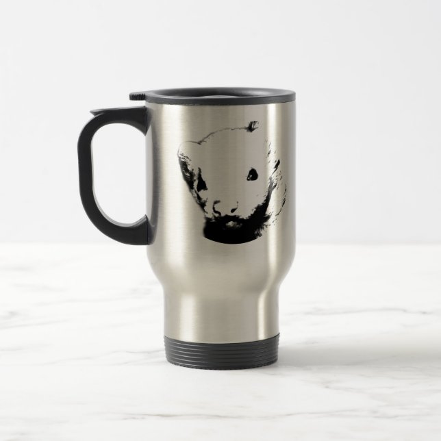Cute Ferret Picture Travel Mug (Left)