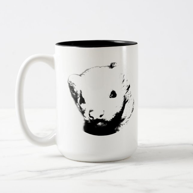 Cute Ferret Picture Two-Tone Coffee Mug (Left)