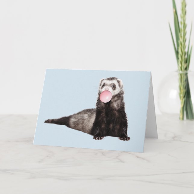 Cute Ferret Polecat Animal Bubble Gum Card (Front)