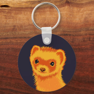 Cute Ferret QR Code Purple Pet Lover Keychain