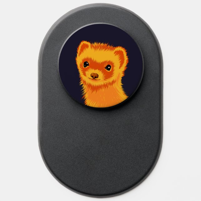 Cute Ferret QR Code Purple Pet Lover PopSocket (Popsocket)