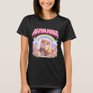 Cute ferret rainbow floral funny for men women kid T-Shirt