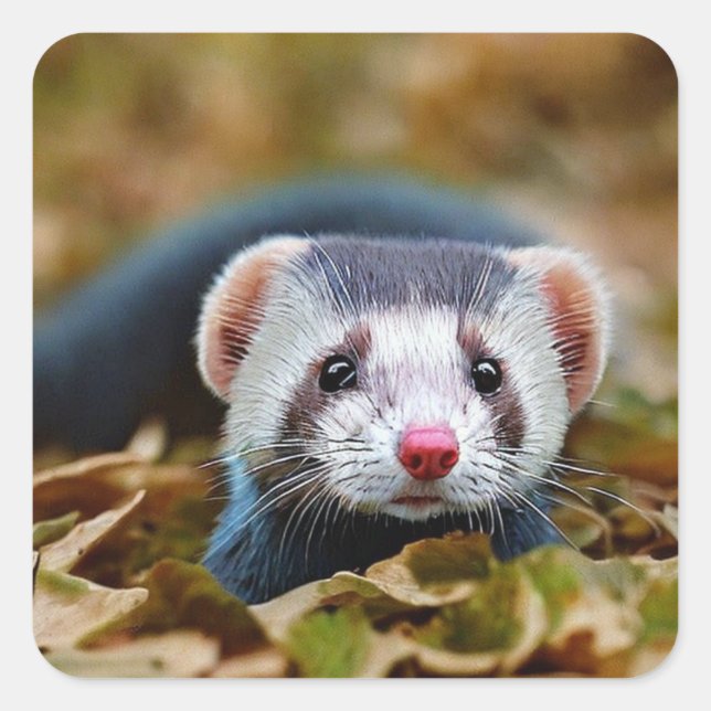 Cute Ferret Square Sticker (Front)