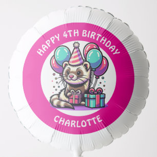 Cute Ferret Themed Girl's Birthday Personalized Balloon
