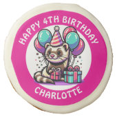 Cute Ferret Themed Girl's Birthday Personalized Sugar Cookie (Front)