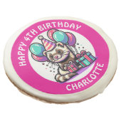 Cute Ferret Themed Girl's Birthday Personalized Sugar Cookie (Angled)
