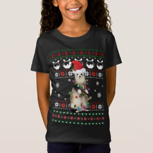 Cute Ferret Ugly Sweater Christmas Light Pajama Gi