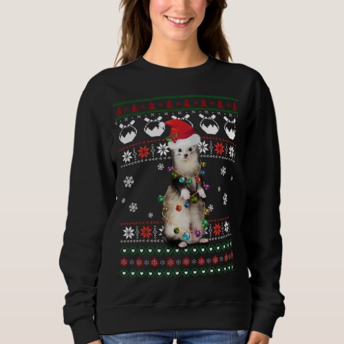 Cute Ferret Ugly Sweater Christmas Light Pajama Gi