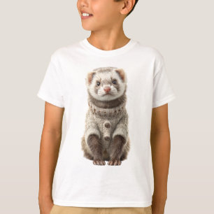 Cute Ferret Wearing Cozy Knit Sweater Kids