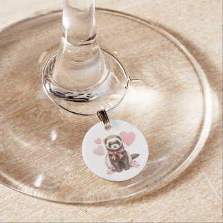 Cute Ferret Wine Glass Charm