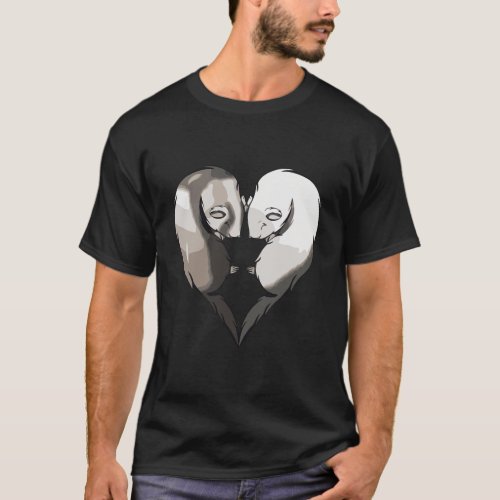 Cute Ferrets Couple Heart Animal Lover Gift T_Shirt