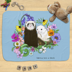 Cute Ferrets Floral Baby Blanket