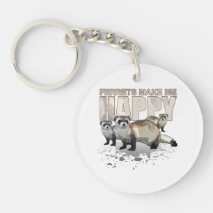 Cute Ferrets Make Me Happy Colorful Pet Lover Keychain