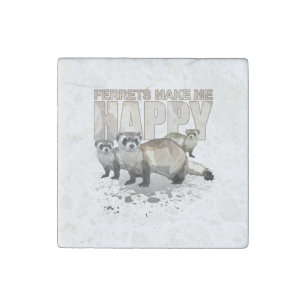Cute Ferrets Make Me Happy Rustic Pet Lover Stone Magnet