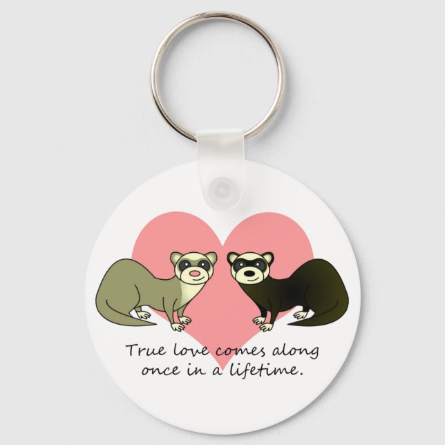 Cute Ferrets True Love Keychain (Front)