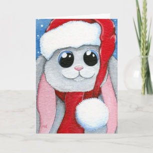 Cute Festive Bunny Rabbit Christmas Card